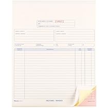Blueline Invoices, 50 Numbered Carbonless Triplicates, English, 5